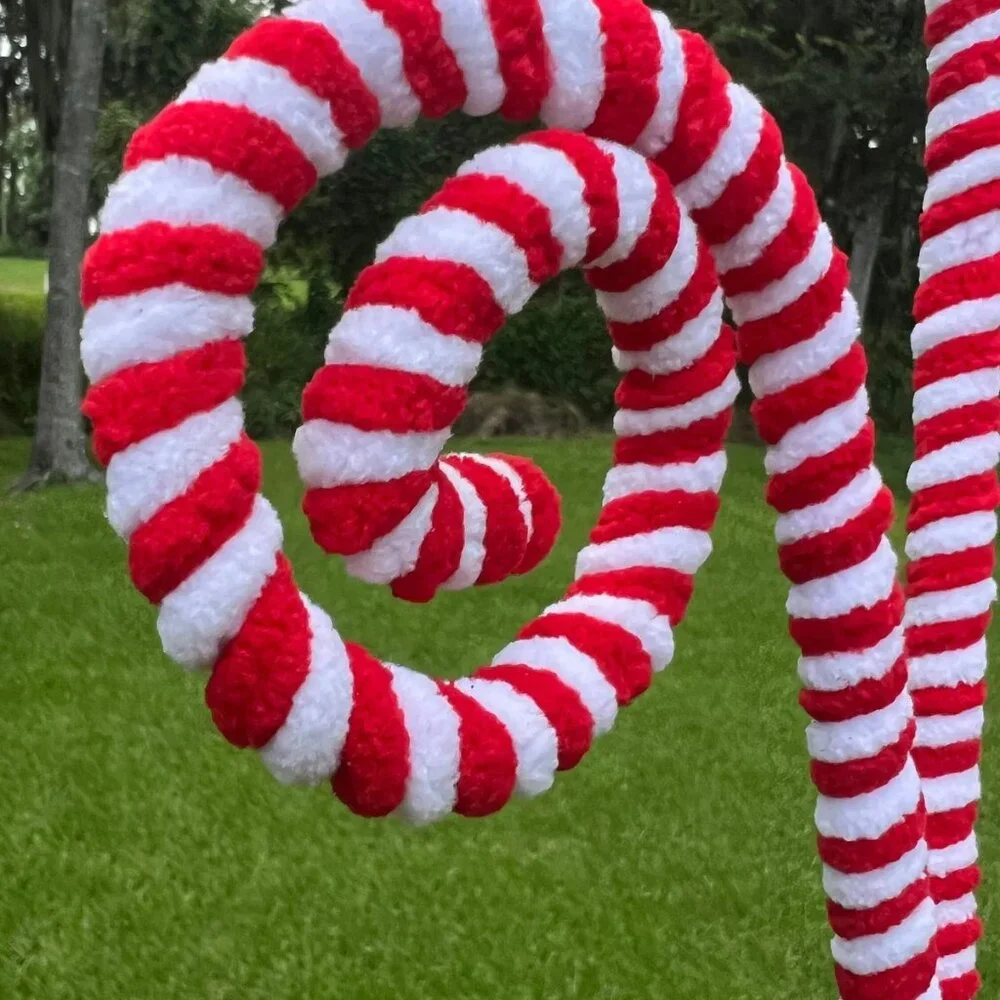 Striped Yarn Curl Spray Pick Stem Wreath Attachment Christmas Decor Crafts